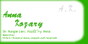 anna kozary business card